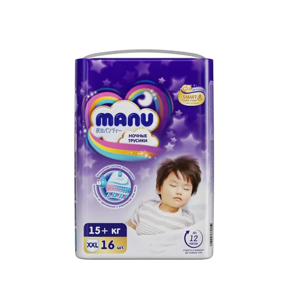 Трусики MANU ночные XXL (15-20 кг) 16 шт.