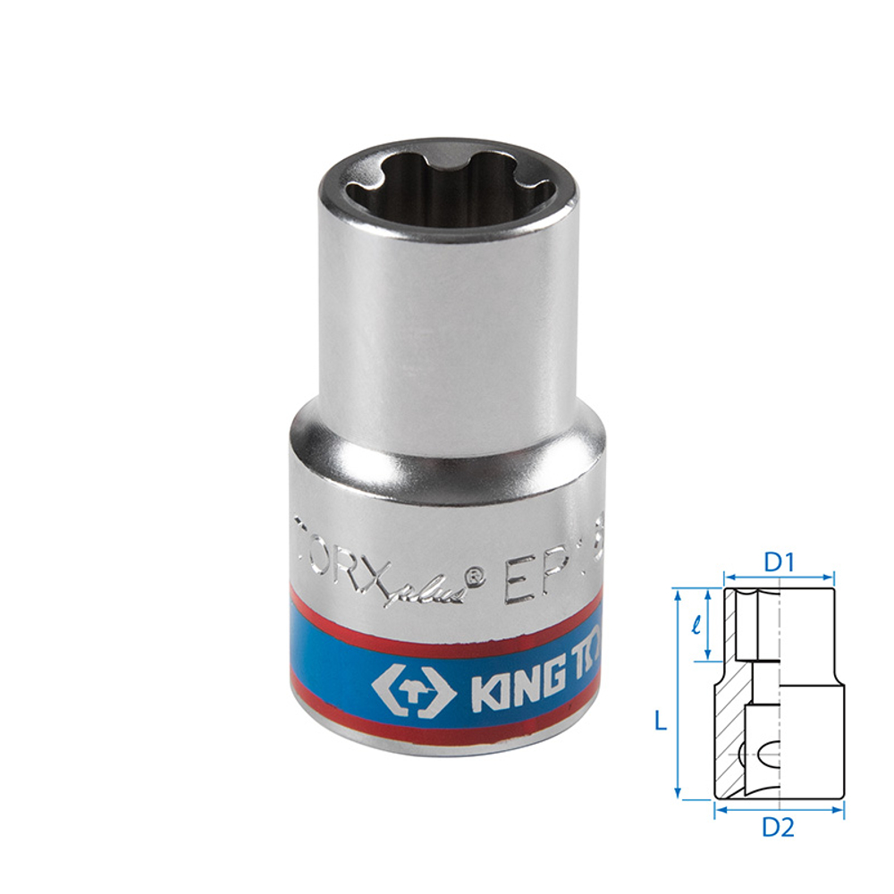 KING TONY (433E18M) Головка торцевая TORX Plus 1/2", EP18
