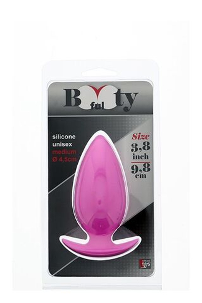 Розовая анальная втулка BOOTYFUL ANAL PLUG MEDIUM PINK - 9,8 см. (Цвет: розовый)