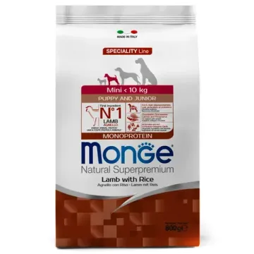 Monge Dog Monoprotein Mini Puppy and Junior полноценный корм для щенков мелких пород с ягненком и рисом (0,8)