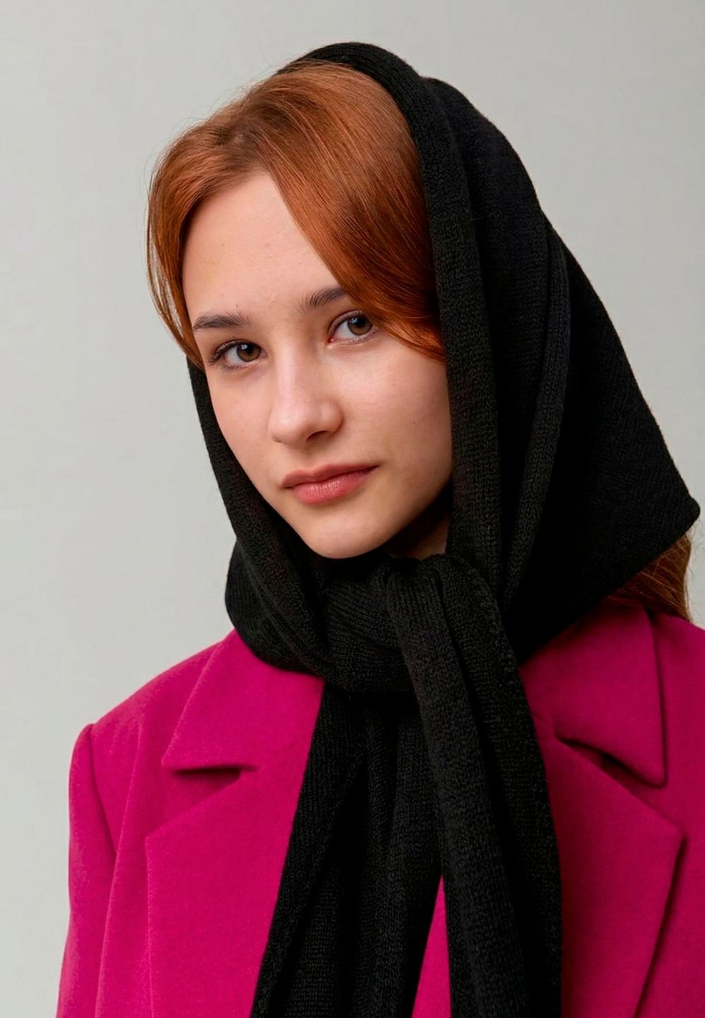 Оренбургский платок-косынка К401-07 черный