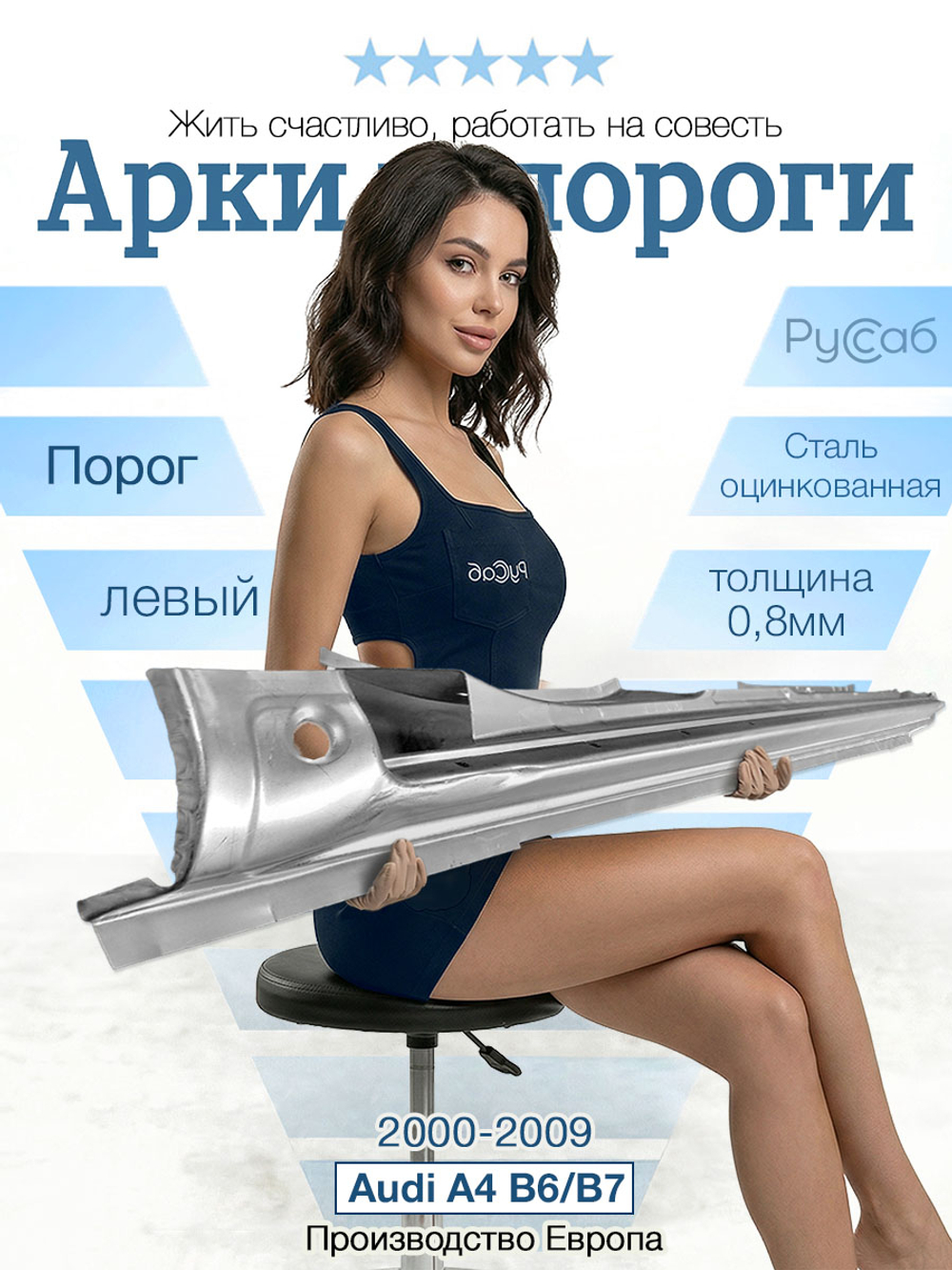 Порог левый Audi A4 B6/B7 2000-2009 (Klokkerholm)
