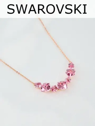 Колье дуга Мираж с розовыми кристаллами Swarovski