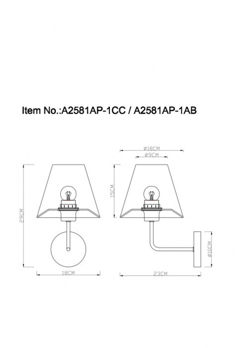 Настенный светильник Arte Lamp Elba A2581AP-1CC