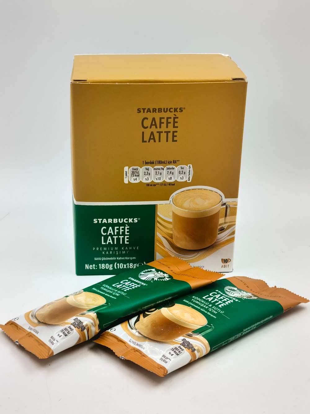 Starbucks кофе растворимый Caffe Latte, 10 пакетиков по 18 г (180 г), Турция