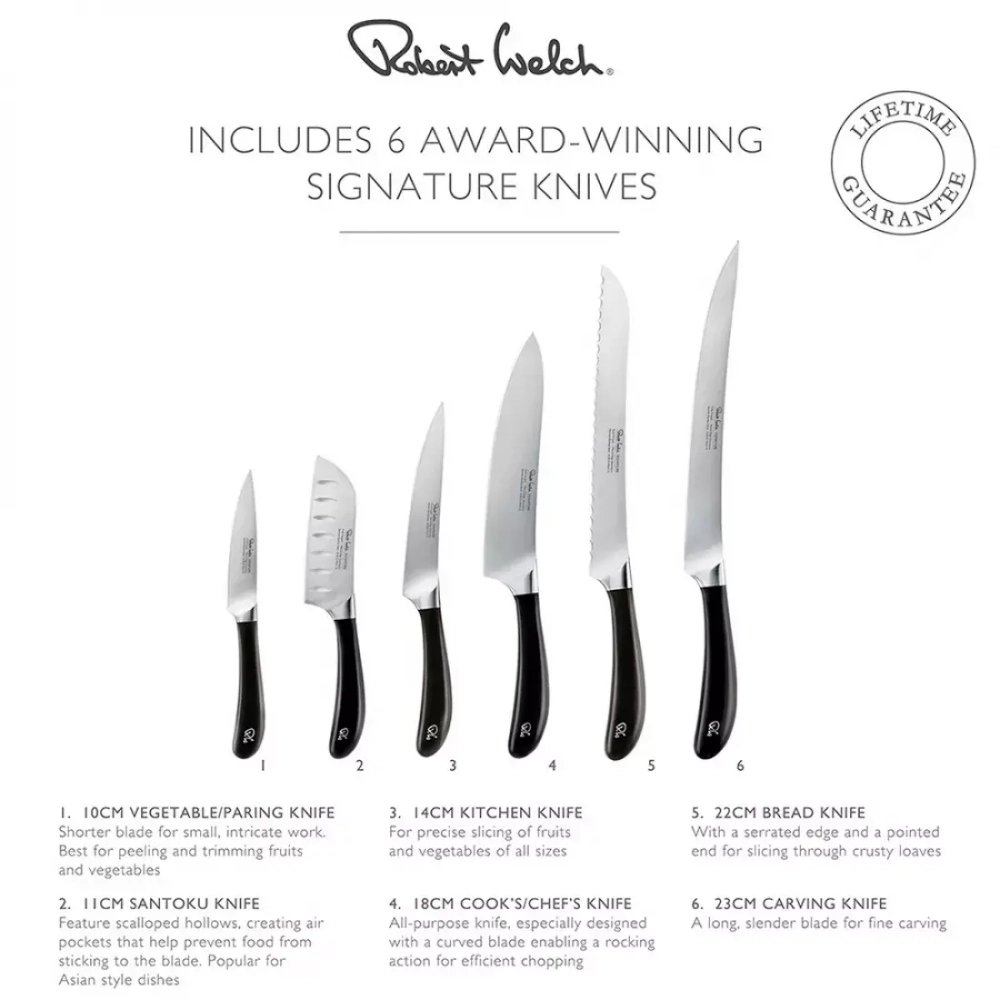 Набор кухонных ножей 6шт Robert Welch Signature knife