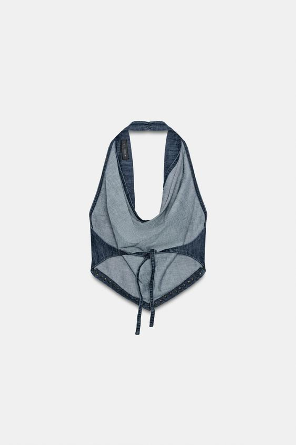 ZARA ТОП С ЗАКЛЕПКАМИ И ОТКРЫТОЙ СПИНОЙ, СИНИЙ
