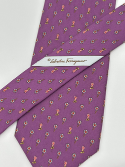 Галстук фиолетовый с цветами Salvatore Ferragamo