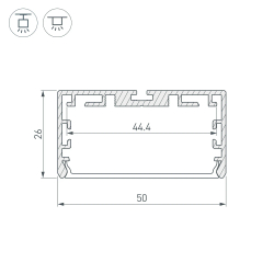 Профиль PLS-LOCK-W50-SMT-2000 ANOD (Arlight, Алюминий) 033772