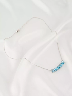 Колье Мираж с дорожкой голубых кубиков Swarovski