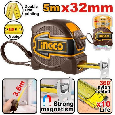 Измерительная рулетка 5х32 мм с магнитным захватом INGCO HSMT80532M INDUSTRIAL