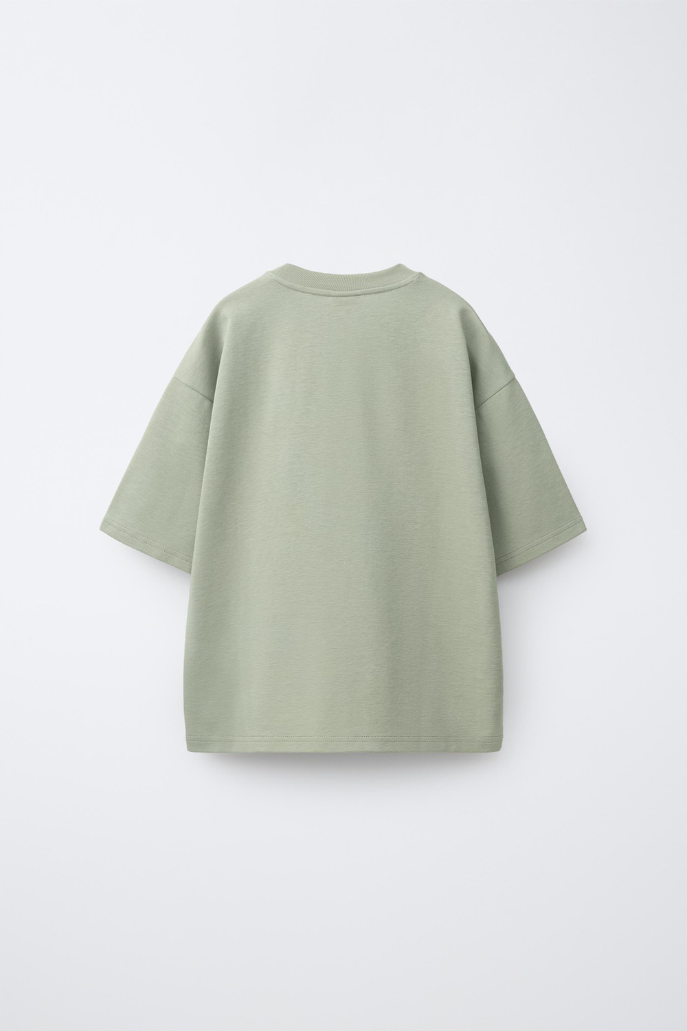 ZARA ОДНОТОННАЯ ФУТБОЛКА ИЗ ИНТЕРЛОКА, СЕРО-КОРИЧНЕВЫЙ