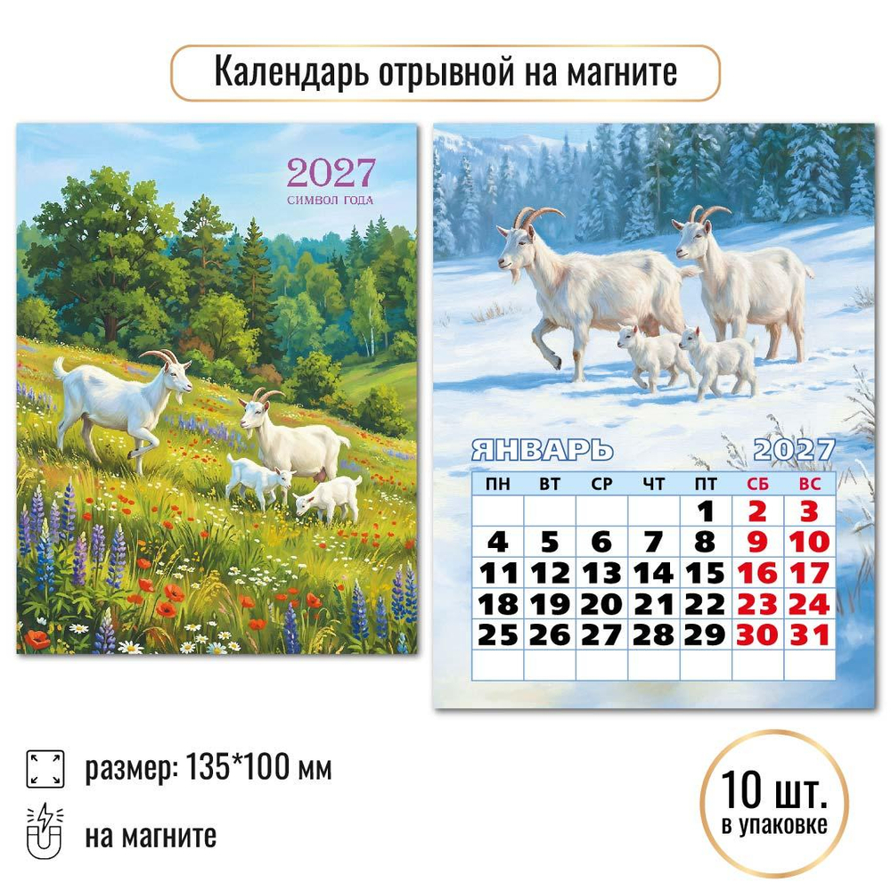 Календарь отрывной на магните 2027 "Символ года" 10328 (Квадра)