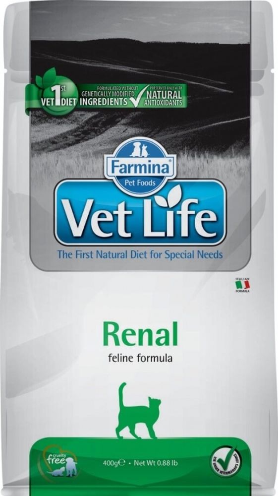 Сухой корм Farmina RENAL для кошек при ХПН, при терапии застойной сердечной недостаточности 400 г Сухой корм Farmina RENAL для кошек при ХПН, при терапии застойной сердечной недостаточности 400 г
