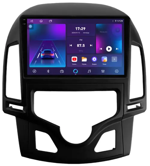 Магнитола для Hyundai i30 2007-2012 (климат) - Parafar PF258T1RN2K на Android 13, Быстрая, QLED+2K, CarPlay, 4G SIM-слот