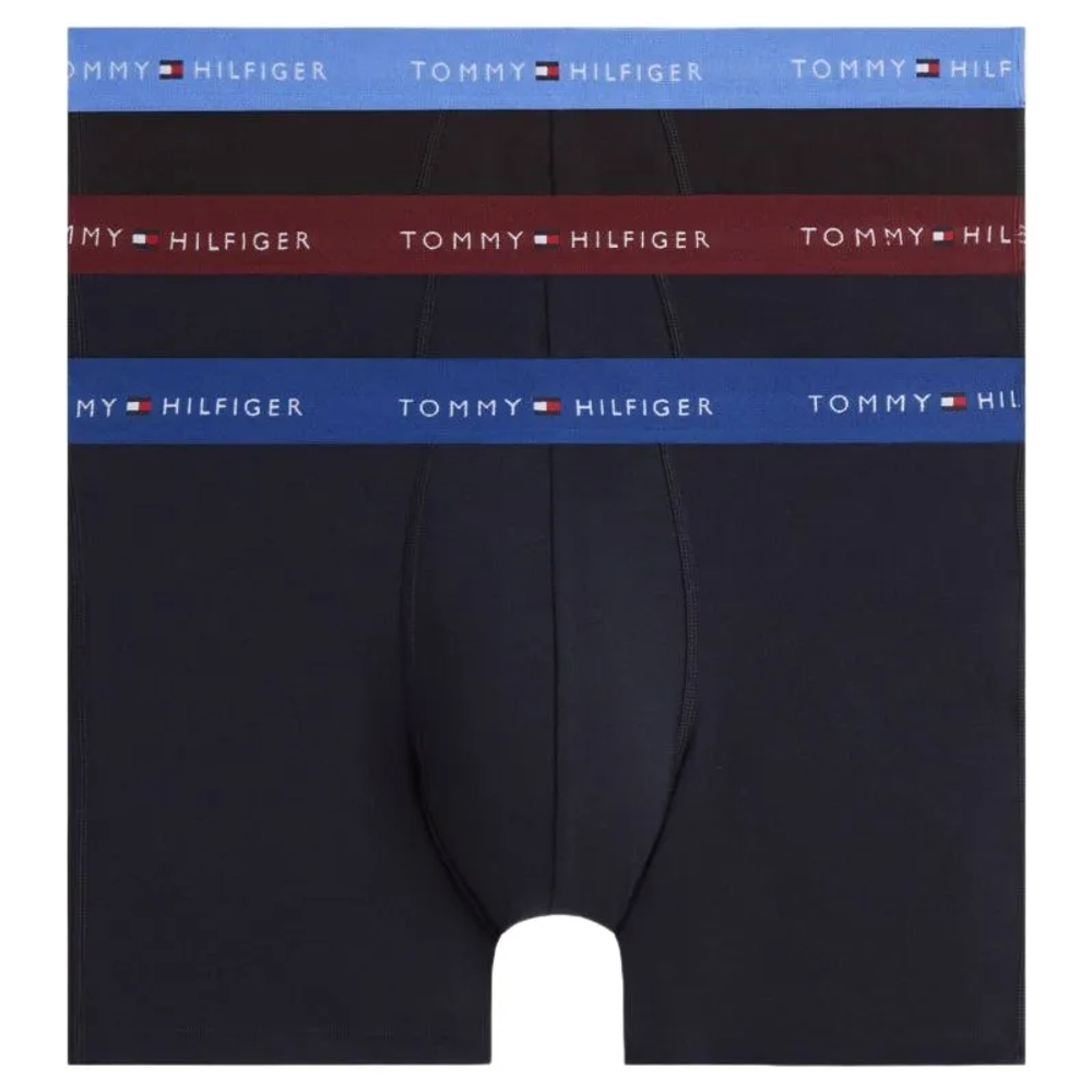 Мужские спортивные боксеры Tommy Hilfiger Stretch Cotton Boxer Brief 3P - opal blue/burgundy/blue spell