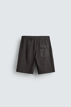 ZARA ШОРТЫ REGULAR FIT С ЭФФЕКТОМ ПОТЕРТОСТИ, ЧЕРНЫЙ