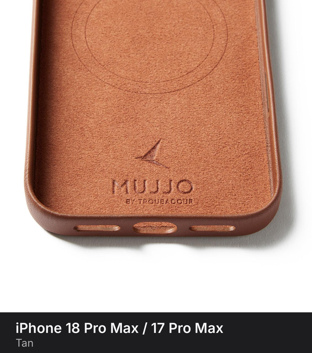 Чехол-кошелёк Mujjo Wallet Leather Case для iPhone 18 Pro Max / 17 Pro Max Tan