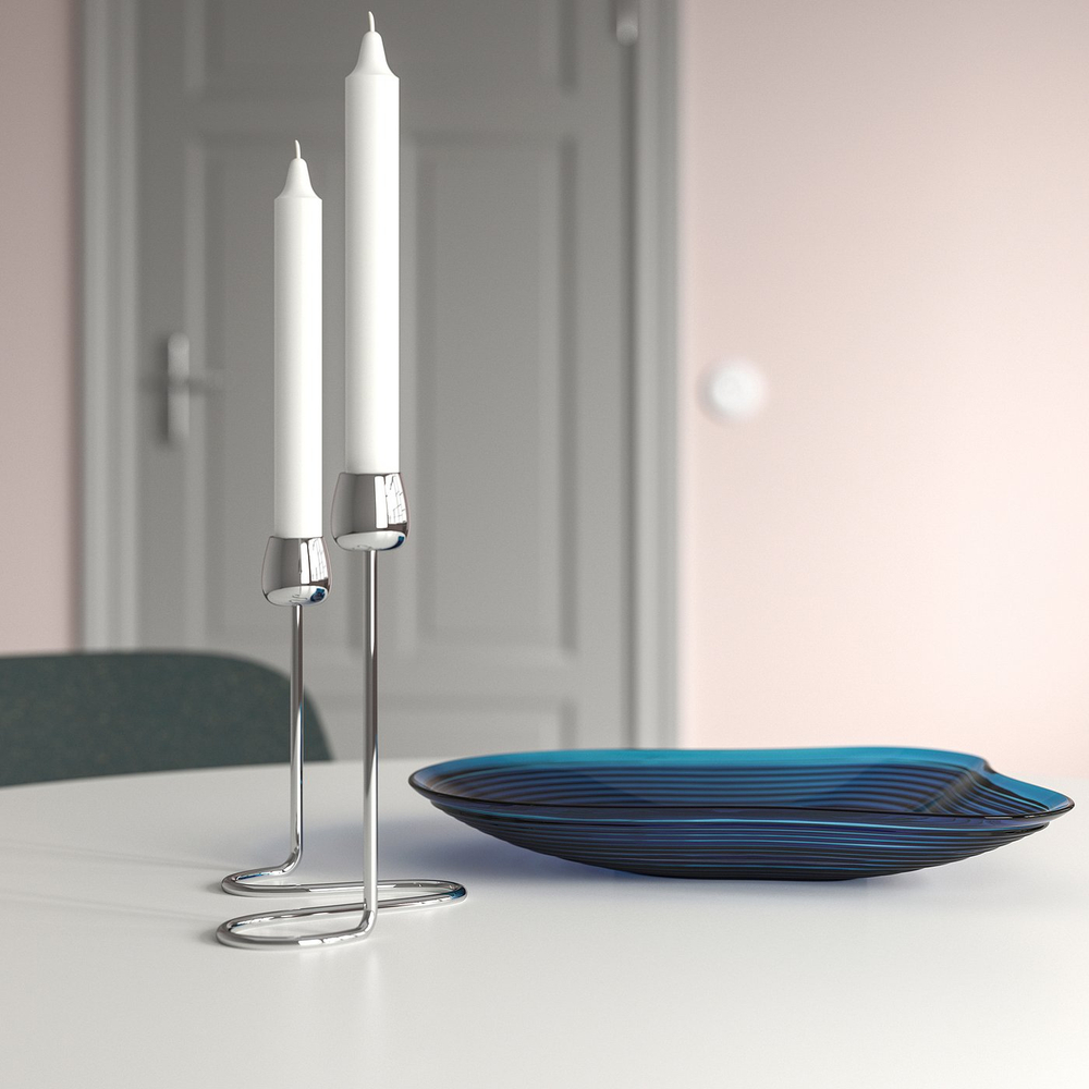 IKEA SILVERPÄRON  (ИКЕА СИЛВЕРПЭРОН)  -  Подсвечник на 2 свечи - серебристый 20 см