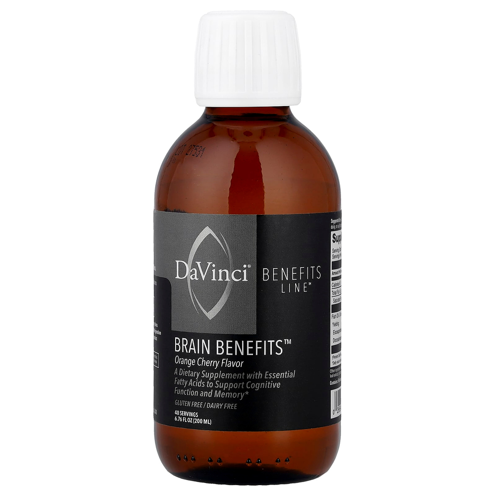 DaVinci Laboratories, Benefits Line, преимущества для мозга, со вкусом апельсина и вишни, 200 мл (6,76 жидк. унции)