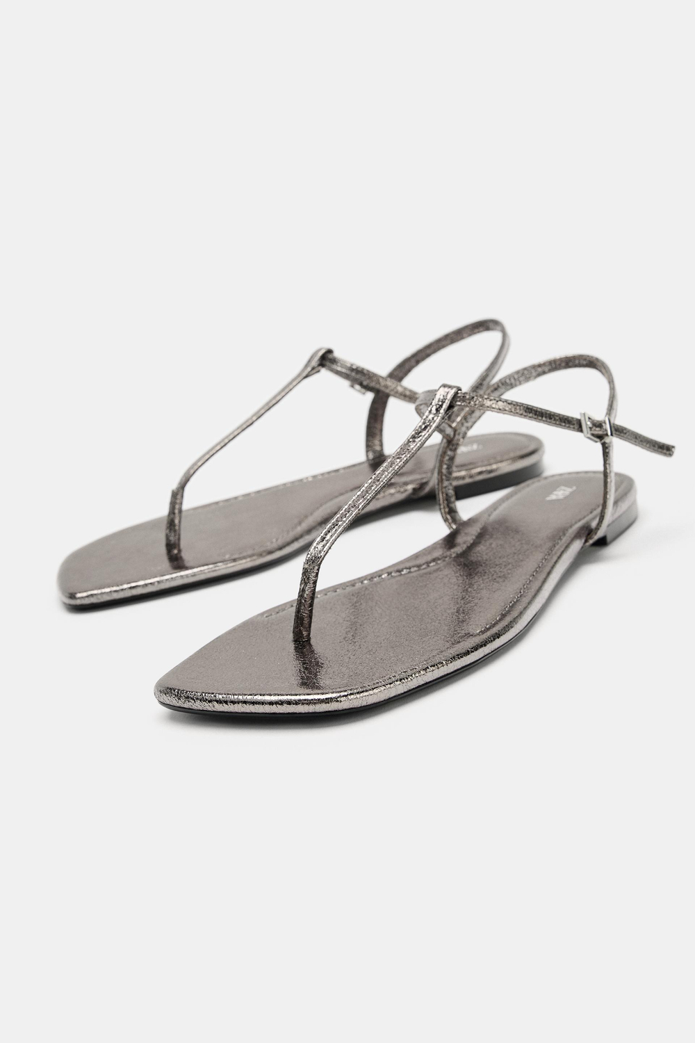 ZARA МЕТАЛЛИЗИРОВАННЫЕ САНДАЛИИ, БРОНЗОВЫЙ