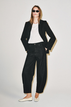 ZARA ДЖИНСЫ TAPERED С ВЫСОКОЙ ПОСАДКОЙ — ZW COLLECTION, ЧЕРНЫЙ