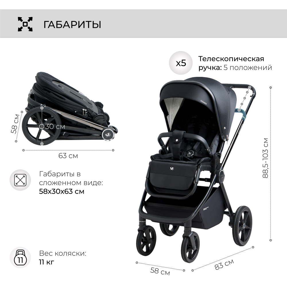 Коляска 2в1 SBL Elegante Chrome Black