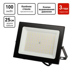 Прожектор светодиодный уличный ЭРА PRO LPR-062-0-65K-100 100Вт 6500K IP65 призма гарантия 3 года | Прожекторы PRO