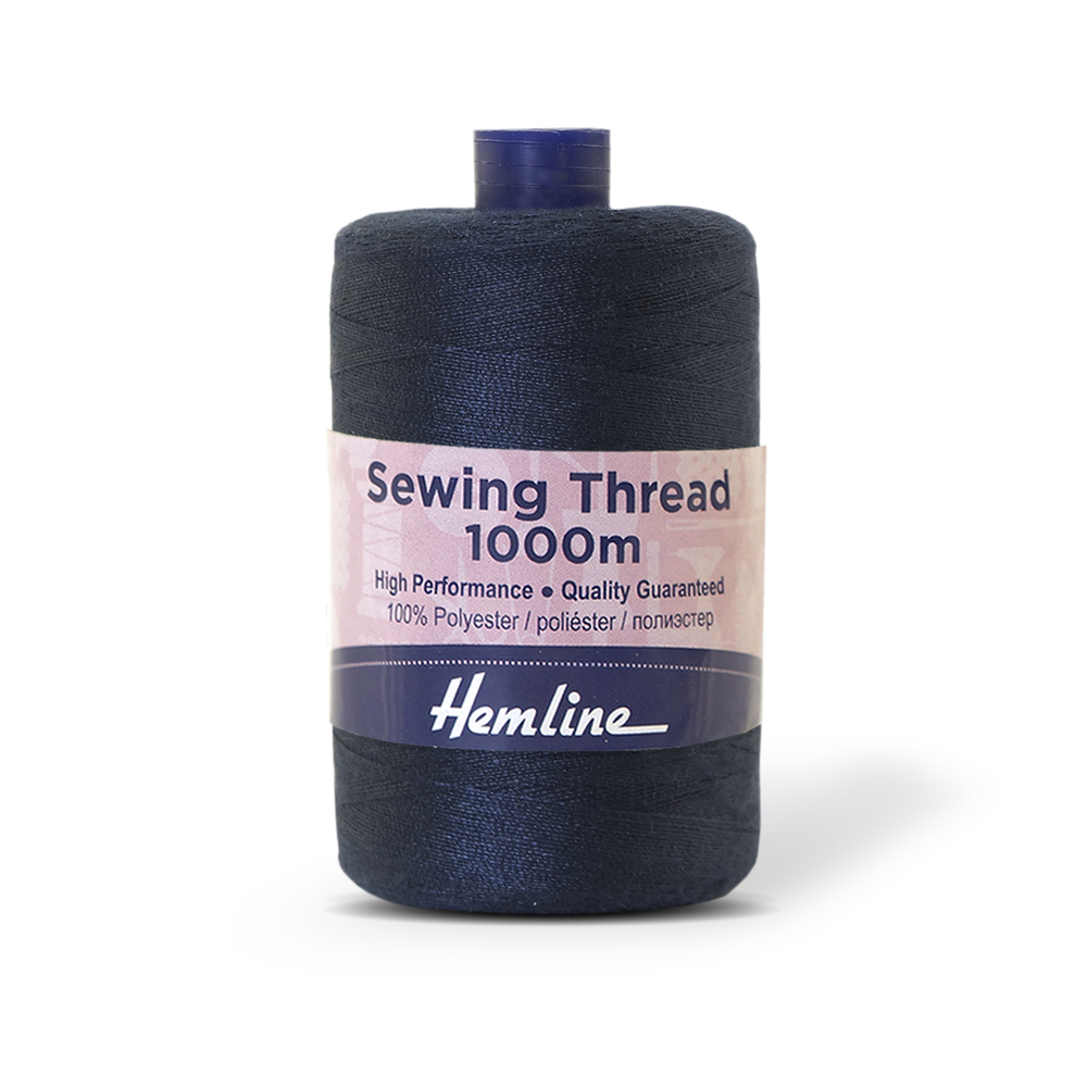 Нить универсальная Hemline для шитья, 100% полиэстер, цвет насыщенный синий, 1000 м