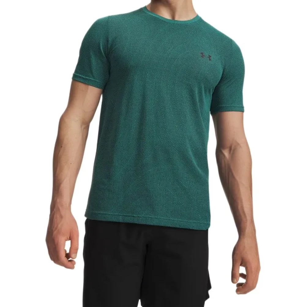 Мужская теннисная футболка Under Armour Vanish Seamless Novelty - geode green/black