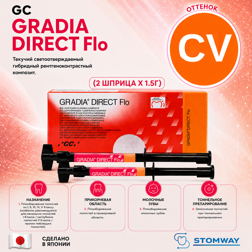 Gradia Direct Flo CV (2x1,5гр.) Жидкотекучий Градиа Директ Фло CV, пломбировочный материал