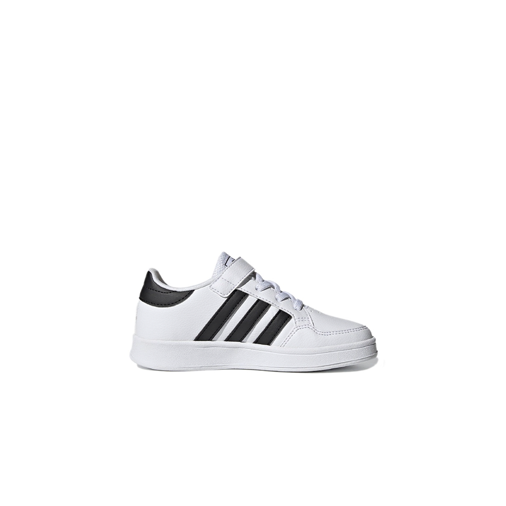 alt="Кроссовки adidas neo Breaknet для дошкольников арт. FZ0105 черная расцветка с белыми полосками вид спереди"