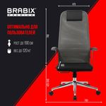 Кресло офисное BRABIX PREMIUM "Ultimate EX-801" хром, плотная двойная сетка Х2, черное/серое, 532918