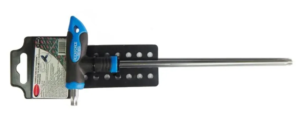 Ключ Т-образный TORX с прорезиненной рукояткой T20х100мм, на пластиковом держателе RockFORCE RF-76720G
