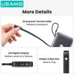 Power Bank внешний аккумулятор повербанк USAMS 10000 мАч 20W с кабелем