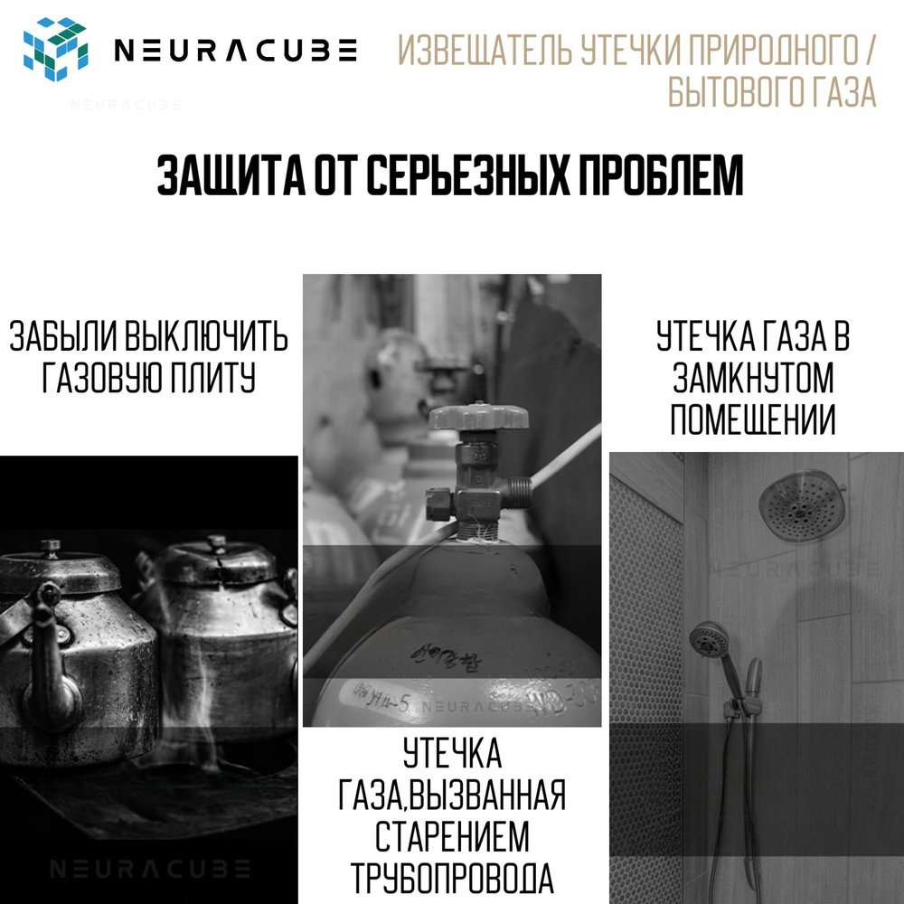 WiFi Датчик / Извещатель утечки природного / бытового газа NEURACUBE (220В)