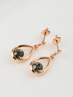 Серьги-капли Белла с серыми кристаллами Swarovski