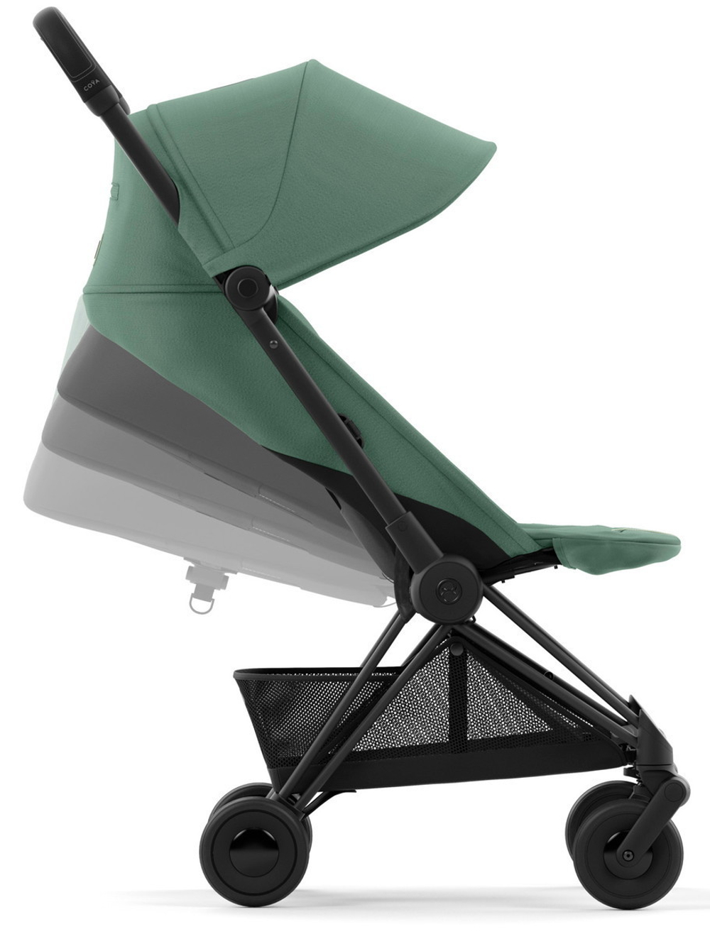 Коляска Cybex Coya Matt Black Frame Aton S2 i-Size Hibiscus Red Leaf Green с дождевиком и бампером