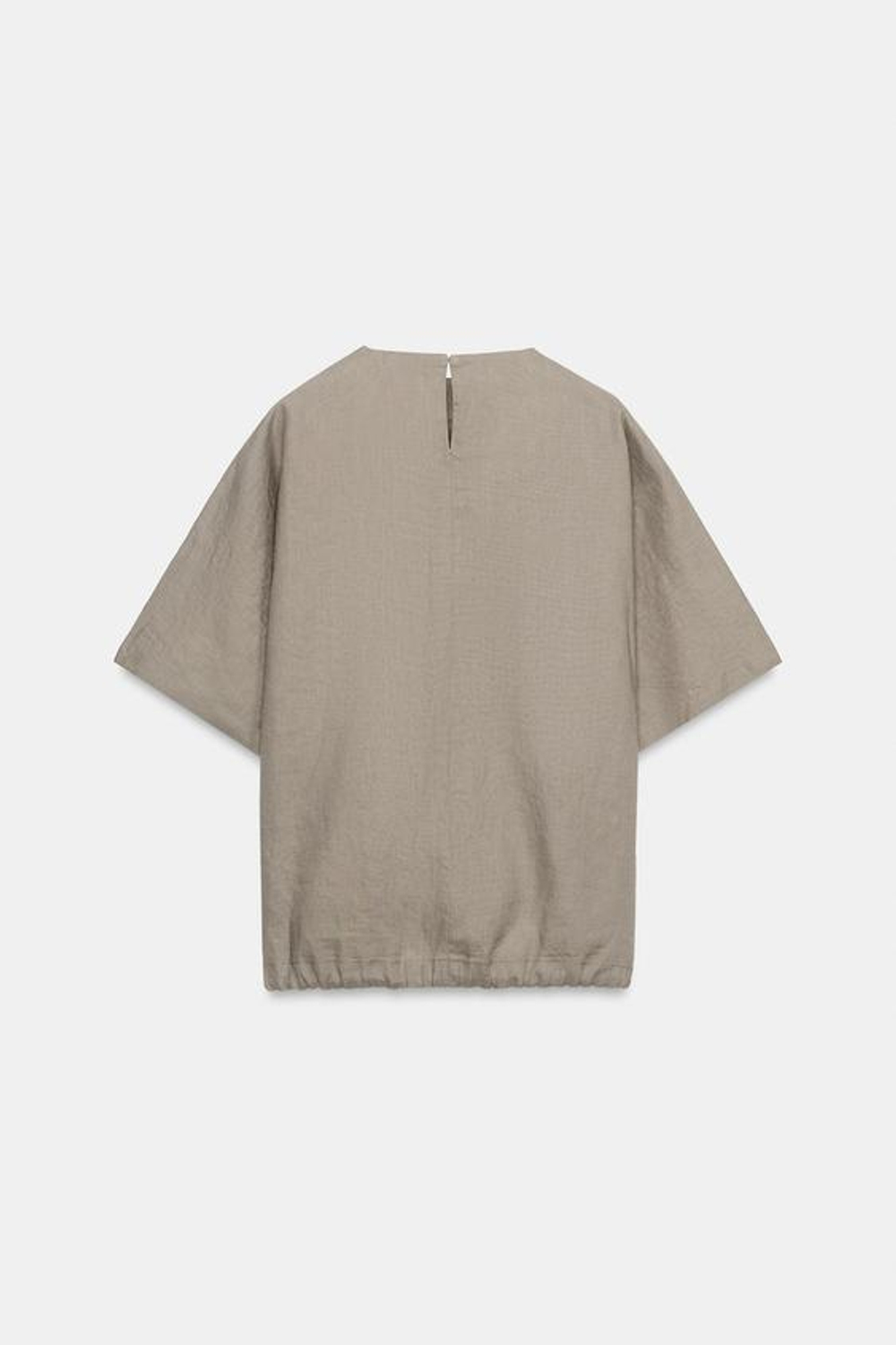 ZARA ТОП ИЗ 100% ЛЬНА НА ШНУРКАХ — ZW COLLECTION, СЕРОВАТО-КОРИЧНЕВЫЙ