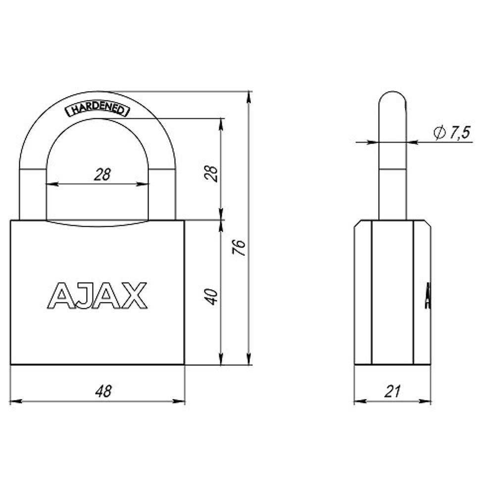 Замок навесной AJAX PD-01-50 /42237/