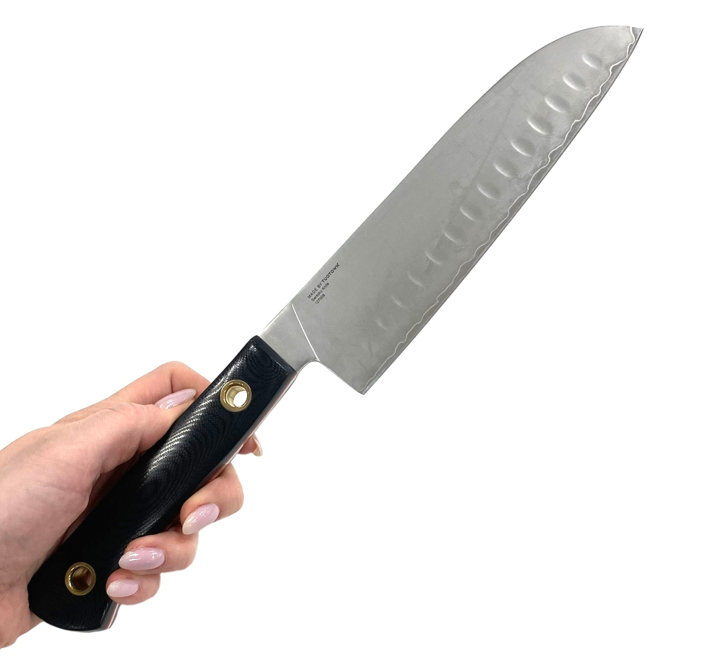 Кухонный нож Сантоку TuoTown XiuCai Santoku 18 см, сталь Laminated VG-10, Aus-8, рукоять G10, арт.127008