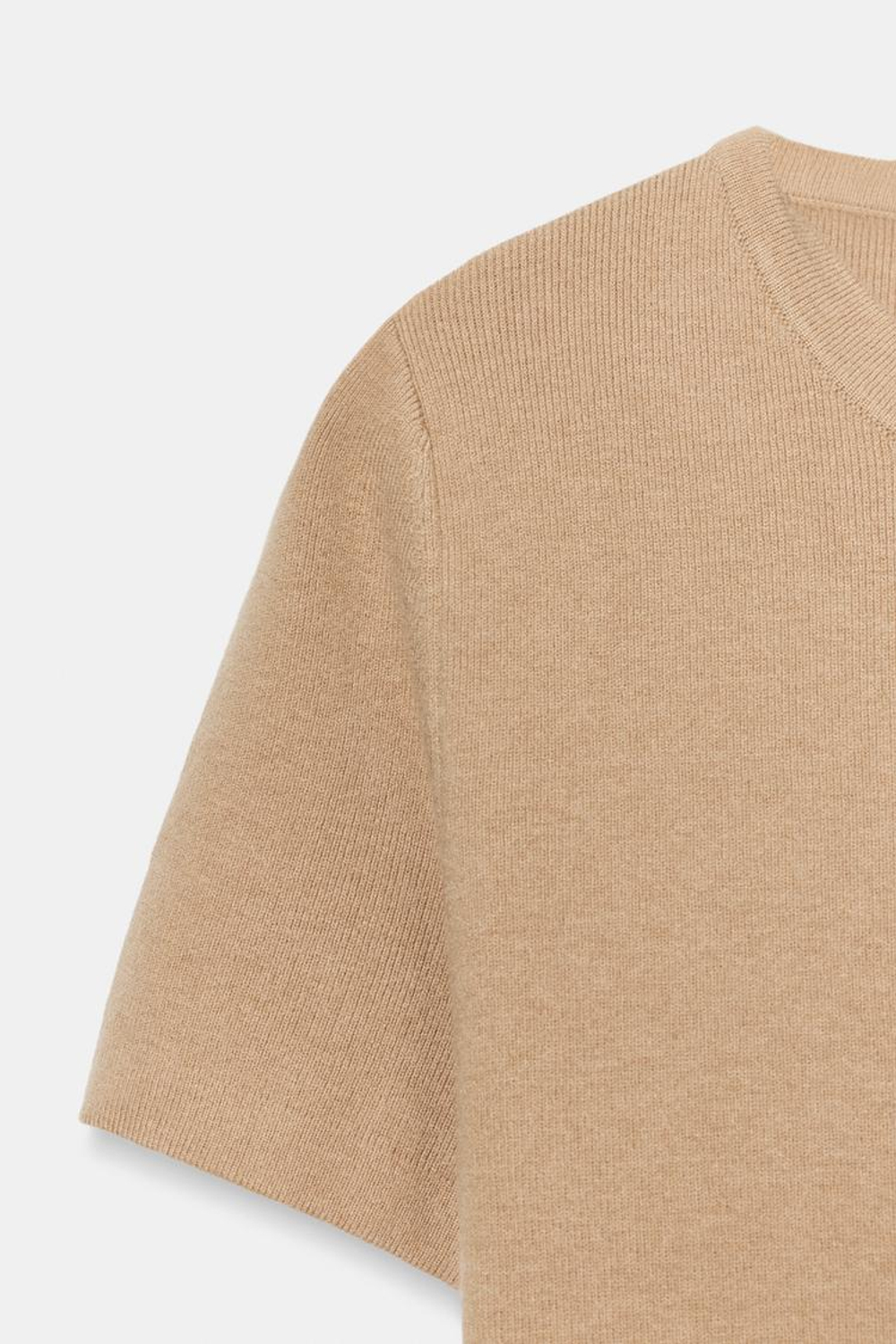 ZARA ТРИКОТАЖНЫЙ ТОП С МЯГКОЙ ТЕКСТУРОЙ, РЫЖЕВАТО-КОРИЧНЕВЫЙ