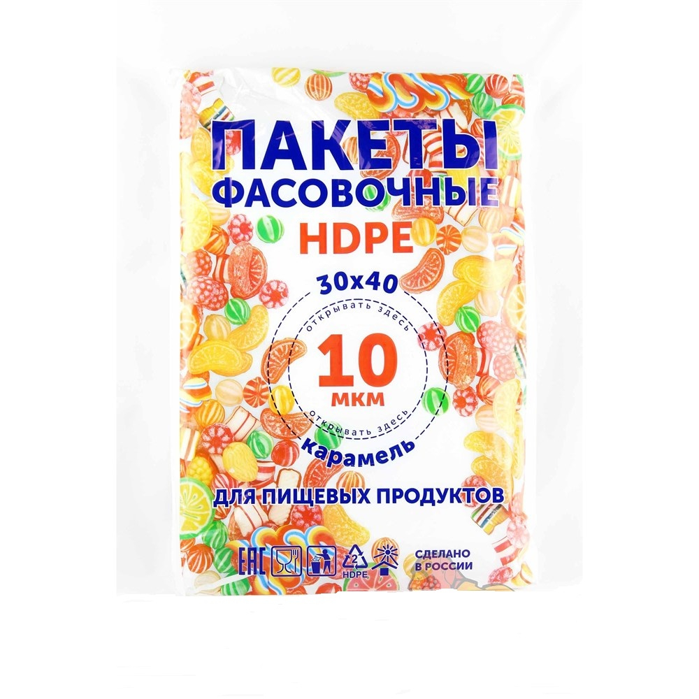 Пакет фасов ПНД 30*40см 10мкм Карамель 400шт/уп