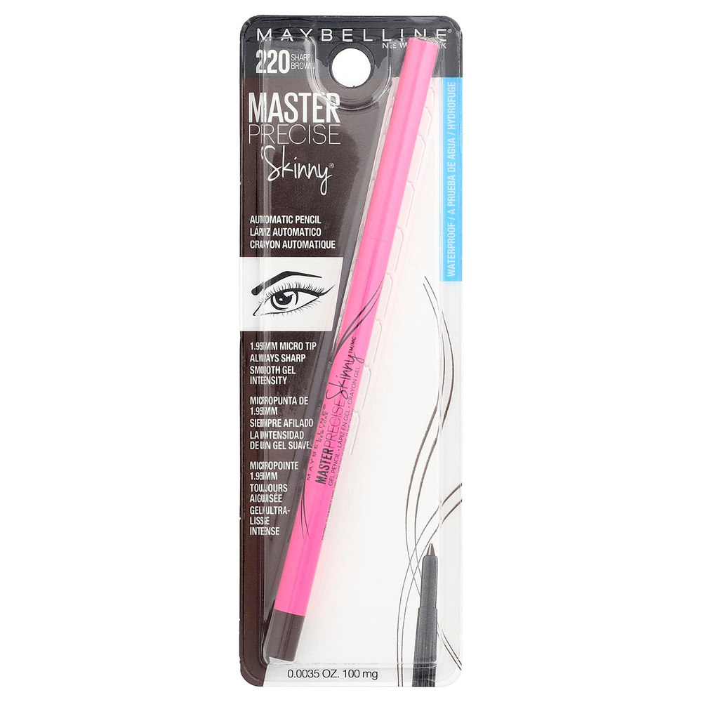 Maybelline, Master Precise Skinny®, автоматическая подводка-карандаш для глаз, оттенок 220 ярко-коричневый, 100 мг (0,0035 унции)