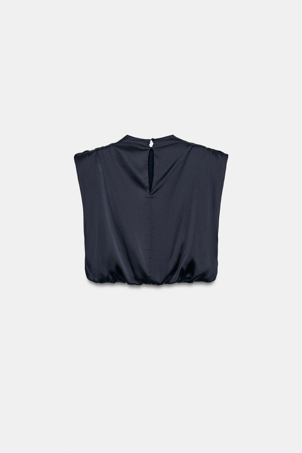 ZARA АТЛАСНЫЙ ТОП С ПОДПЛЕЧНИКАМИ, МОРСКОЙ ТЕМНО-СИНИЙ