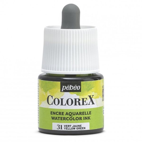 Краска акварель акварельные чернила Colorex 45 мл, желто-зеленый, Pebeo 417031