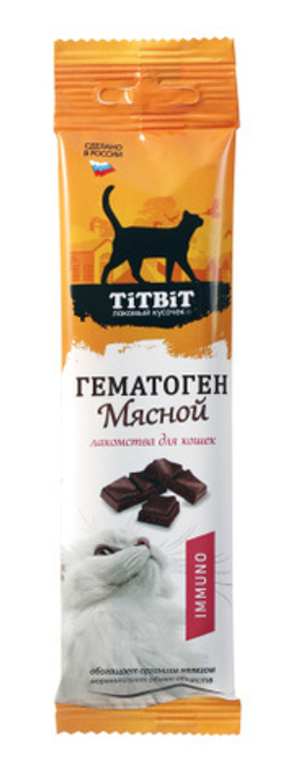 TITBIT Лакомство для кошек Гематоген мясной Immuno, 30 г