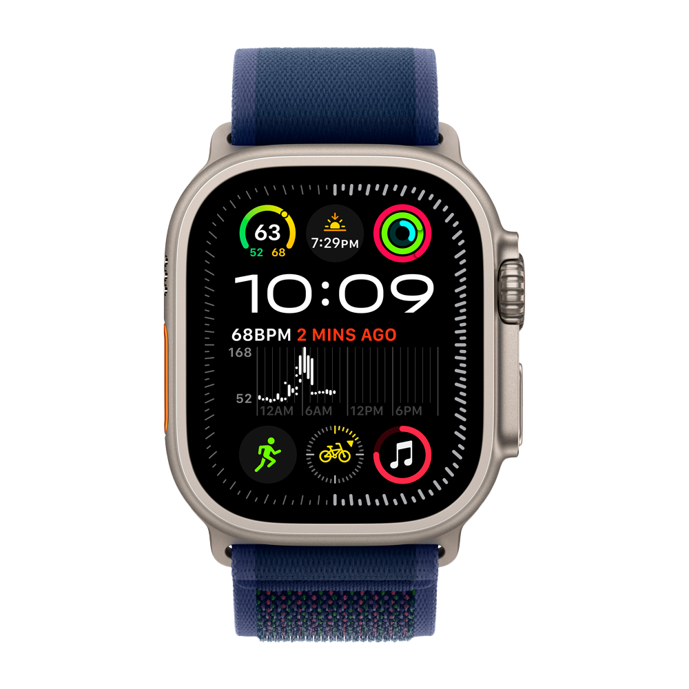 Умные часы Apple Watch Ultra 2 (2024) GPS + Cellular, 49mm, Natural Titanium Case with Blue Trail Loop M/L, (Синий)