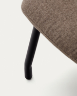 Пуф для ног La Forma (ex Julia Grup) Belina из светло-коричневой синели и стали с черной отделкой