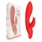Красный вибратор-кролик 5’’ Silicone Kissing - 20,2 см. (Цвет: красный)